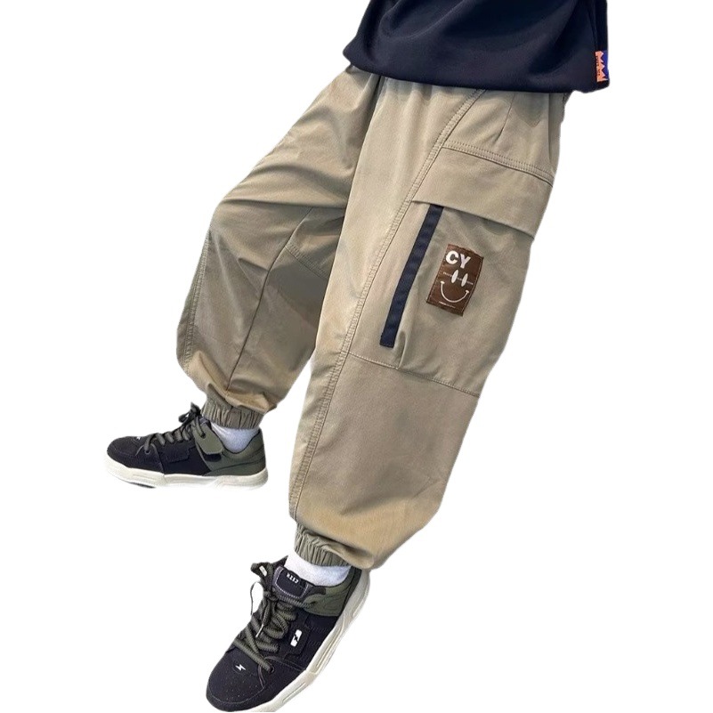 Boys' Tooling Pants Spring and Autumn 2023 Children's Pants Casual Pants Autumn Mid-Big Children's Fashion Brand Fried Street Dance Korean Style