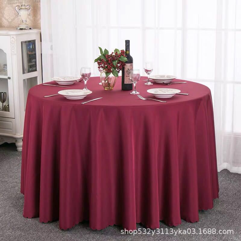 Picture of Large Round Table Restaurant Tablecloth Hotel Restaurant Banquet Family Usable Round Wedding European Tablecloth Table Cover Cross-Border