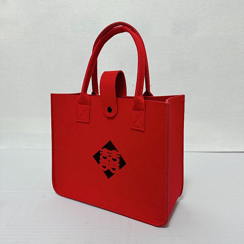 Picture of In-Stock Wholesale Mid-Autumn Felt Bags with Traditional Chinese Style, Various Styles Available, Thickened Large-Capacity Felt Tote Bags