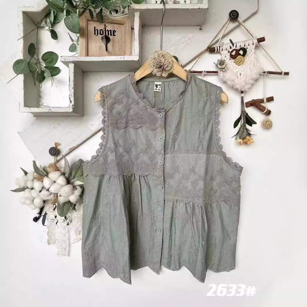 Picture of Huimei 2025 Spring New Women's Embroidered Linen Vest Top Export Cardigan Literary Style Women's Clothing