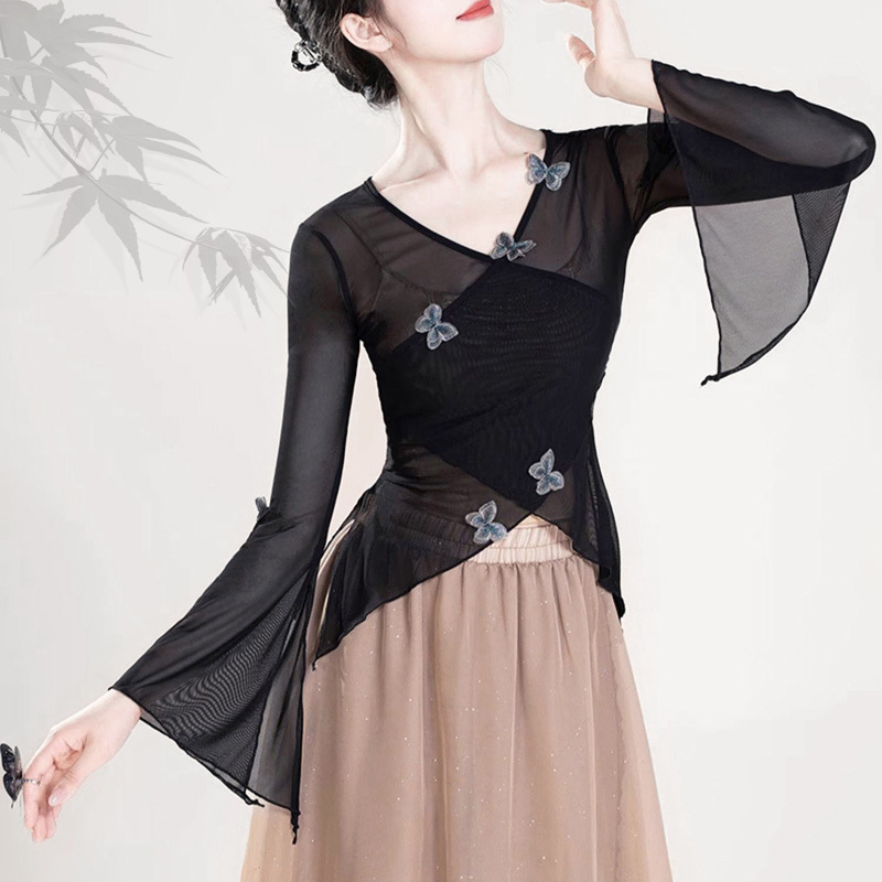 Picture of Classical Dance Costume Butterfly Mesh Body Rhyme Gauze Costume Chinese Dance Folk Dance Practice Costume Art Test Body Jacket Women