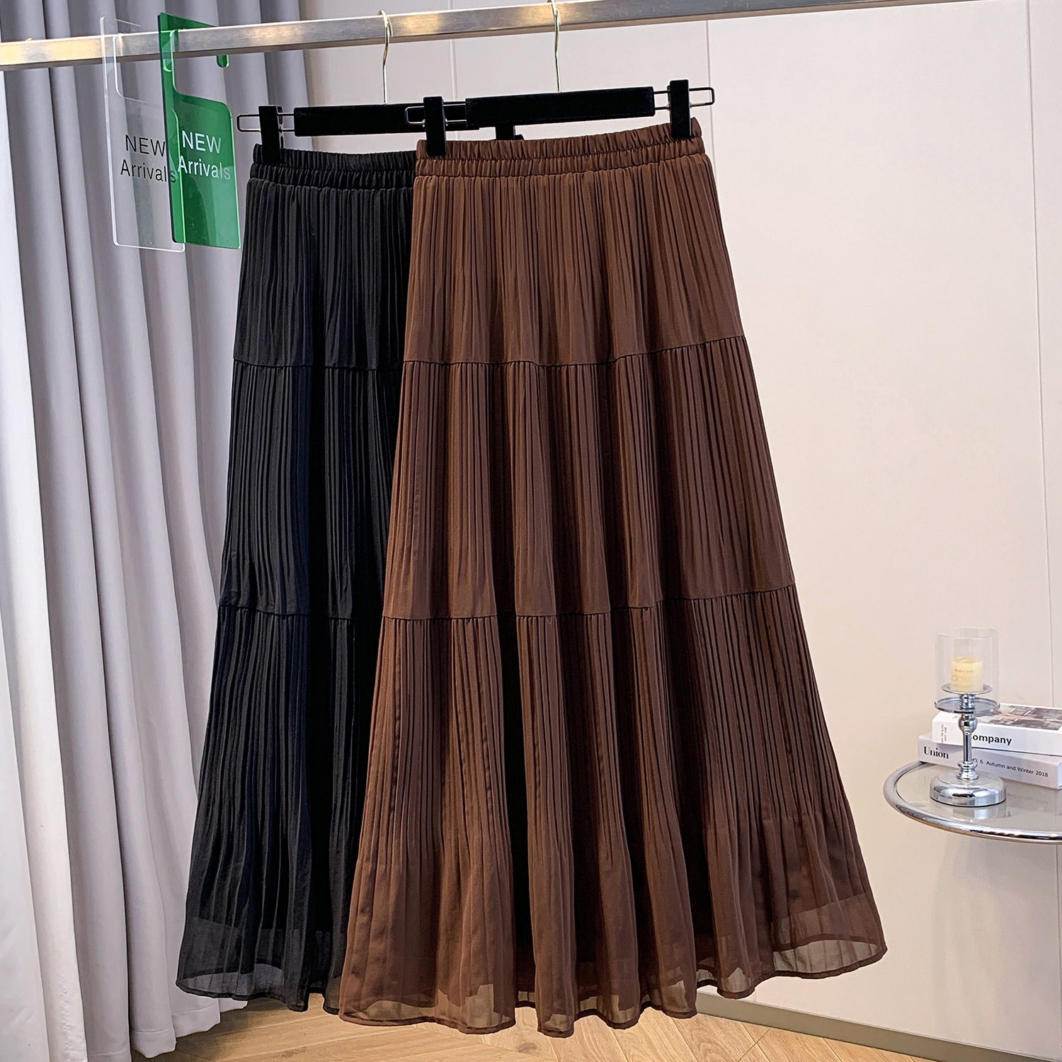 Picture of plus size Women's Summer 2025 New Belly Covering Slim A- line Pleated Half-length Skirt chubby girl Midi Large Umbrella Skirt
