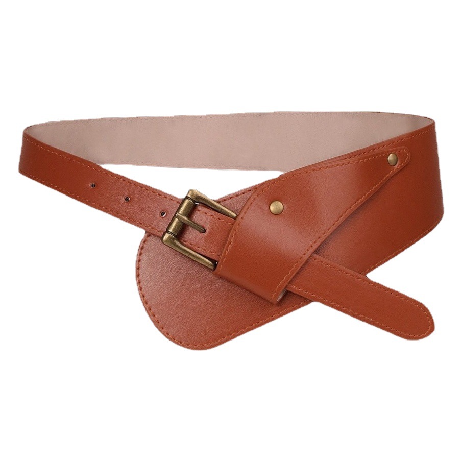 Factory in stock supply hot-selling European and American runway show fashion wide waist belt women's oblique all-match decorative belt