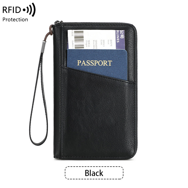 Picture of Cross-border New RFID Anti-magnetic Wallet Zipper Passport Bag Certificate Bag Air Ticket Storage Bag Multifunctional Passport Wallet