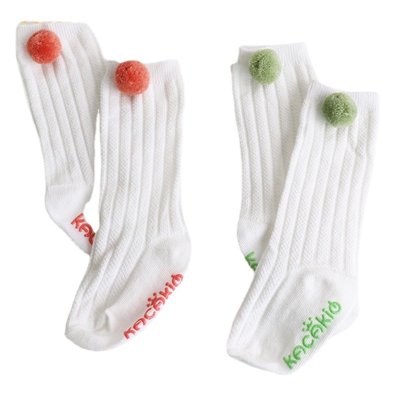 Children's mid-tube socks spring new solid color baby boys and girls calf socks non-slip a cotton baby socks wholesale