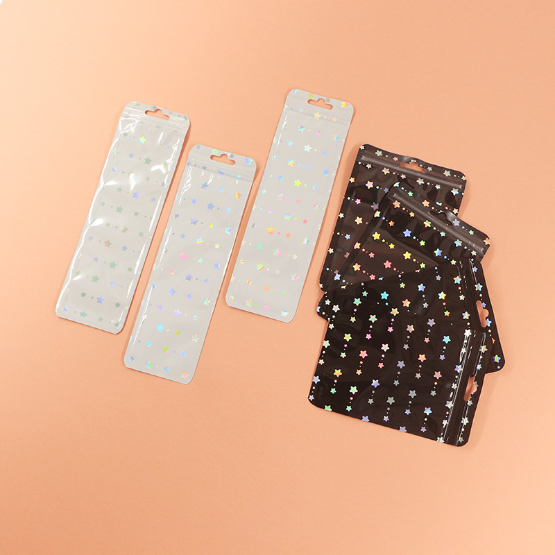 Picture of Small star laser Yin and Yang ziplock bag flash Yin and Yang bone bag color flash sealed bag colorful jewelry packaging bag