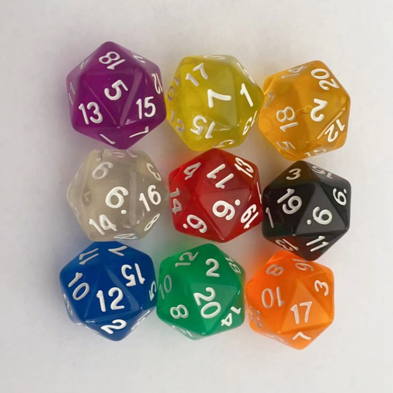 Picture of Hot sale 20-sided dice transparent dice acrylic transparent dice various sizes multi-sided dice factory direct sales