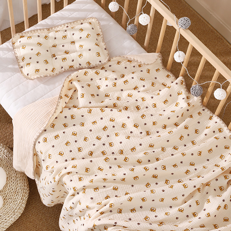 Picture of Baby Pillow Newborn Baby Pillow Shaped Pillow Anti-Eccentric Head Four-Season Universal Printed Gauze Summer Manufacturer Wholesale