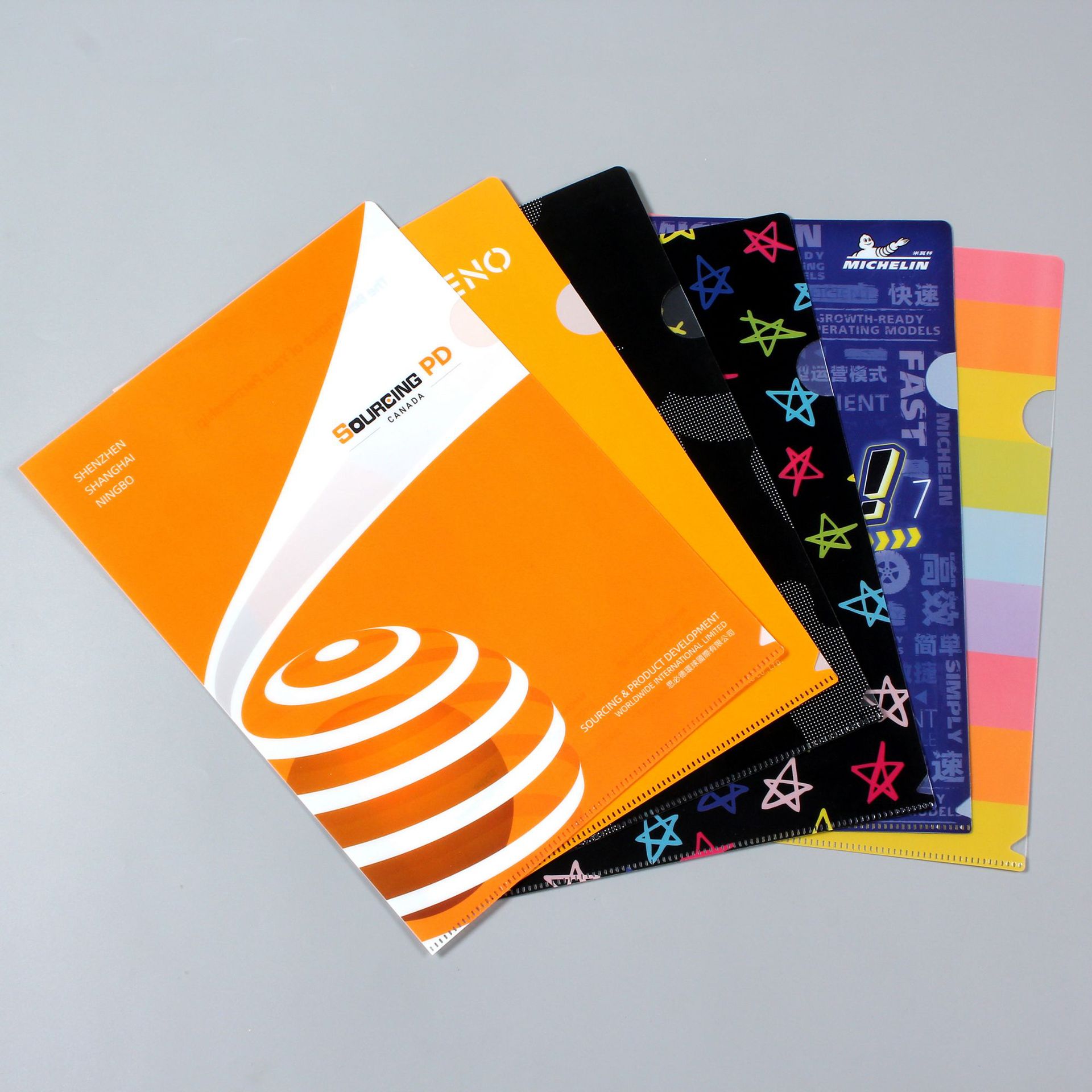 Picture of A4A5 Single Page Folder Wholesale Pp Plastic L-Shaped Folder Student Test Paper Office Colorful Folder with Logo Printing