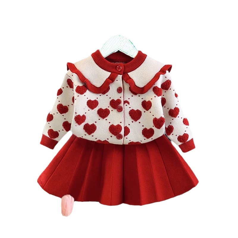 Picture of Baby girl's autumn and winter dress children's sweater suit one-year-old children's infant clothes autumn new western style
