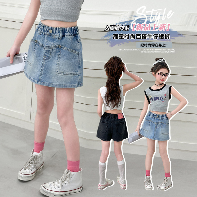 Cross-border Girls' Denim Skirt suit Summer 2025 New Children's Girls' Internet Celebrated Summer Dress Western Style Fashionable Korean Style