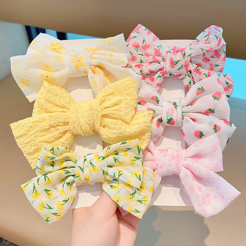 Children's Bow Hairpin Sweet Cute Girl's Back of Head Hair Accessories Side Clip Girl's Floral Hair Accessories Hairpin