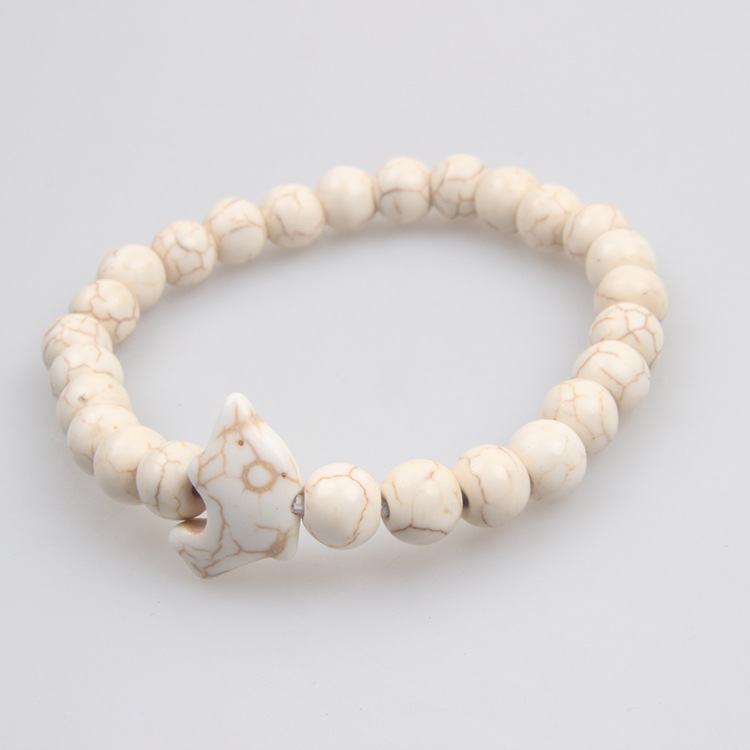 Picture of Zhou Lianfa Cross-border Wholesale New Green Turquoise Dolphin Volcanic Stone White Turquoise Stretch Bracelet Jewelry for Men and Women