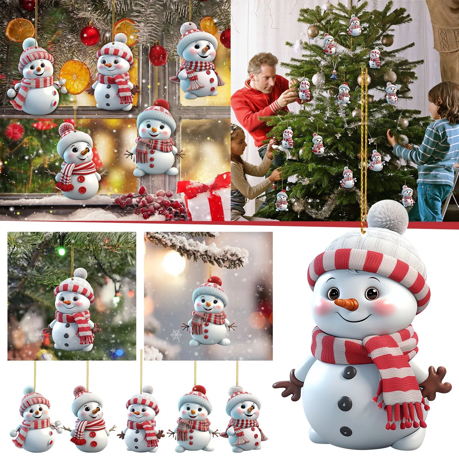 Cross-border New Cute Cartoon Christmas Snowman Car Hanging Home Christmas Tree Ornaments Pendant Christmas Decoration