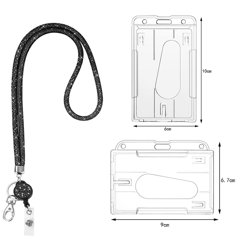 Factory wholesale color lanyard fishing net Crystal Diamond-embedded mobile phone neck rope student meal card ID card protective cover