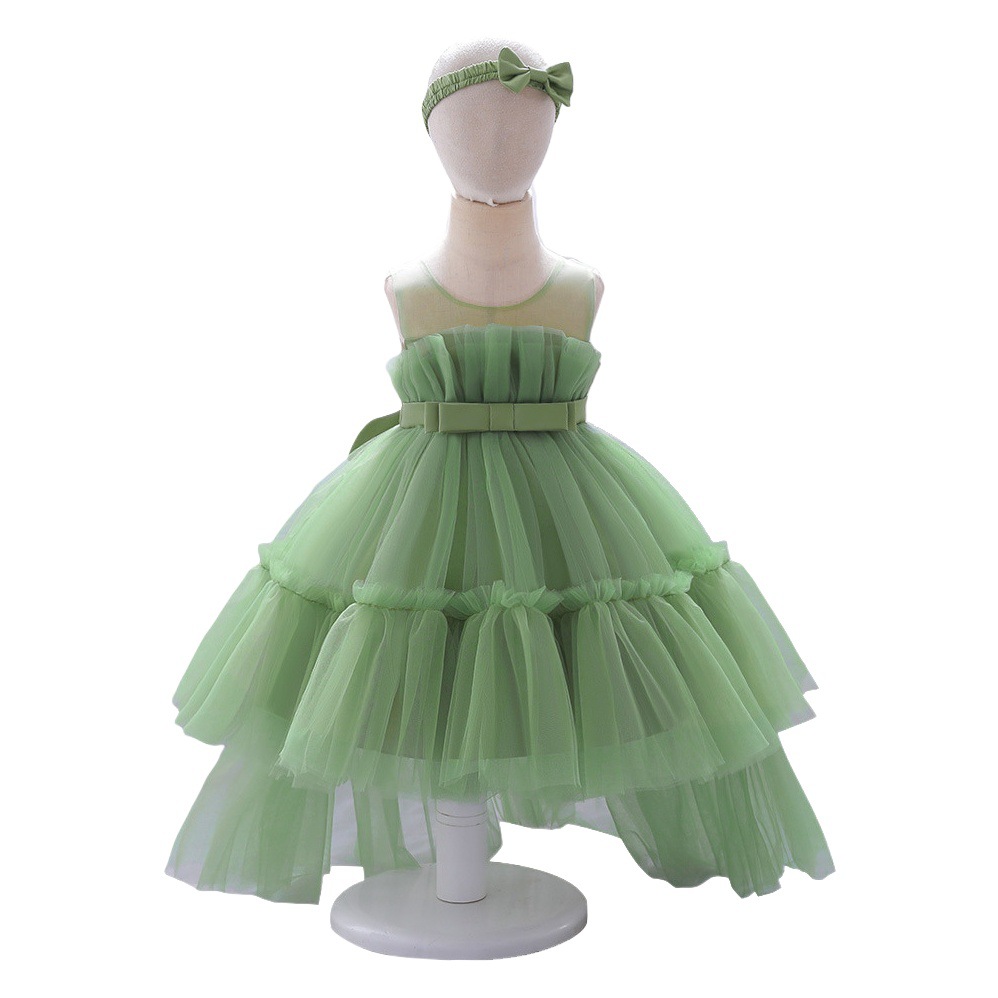 2024 Amazon new girls' princess dress trailing mesh pettiskirt infant birthday baby's first-year dress