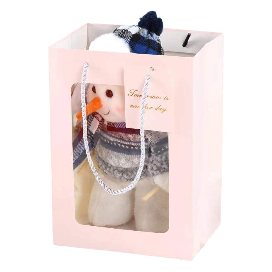 Picture of New Chinese Valentine's Day Flower Tote Bag Bouquet Packaging Gift Bag Transparent Window Tote Bag Wholesale