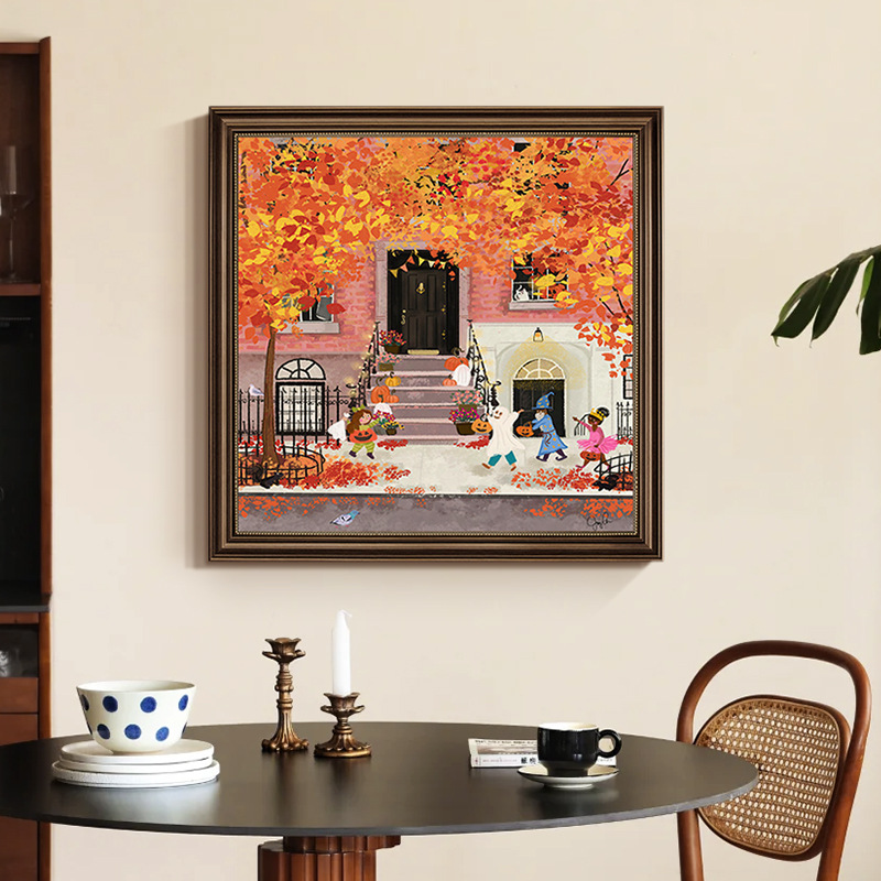 Picture of Winter Lights Hanging Painting Christmas Decorative Painting American Entrance Entrance Auschle Murals Bedroom Painting Restaurant High-level Oil Painting