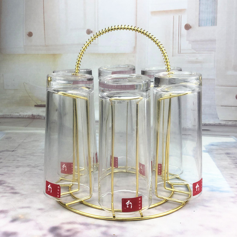 Picture of Simple kitchen cup storage rack golden cup upside down rack rack iron wine cup rack drain factory wholesale