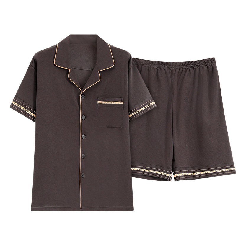 Pure Cotton Pajamas Men's Summer Short-sleeved Shorts Cardigan Men's Home Clothes Plus Size Summer Casual suit
