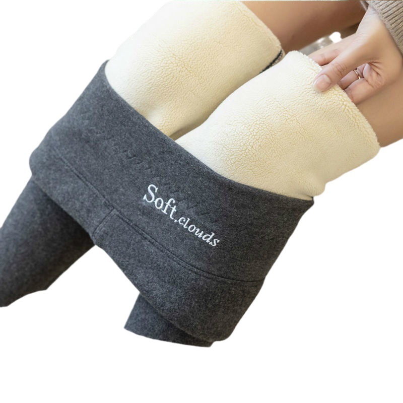 Pants Women's fleece-lined Thickened Winter Leggings Outer Wear Female Students High Waist Slimming Thin Leggings Warm Cotton Trousers