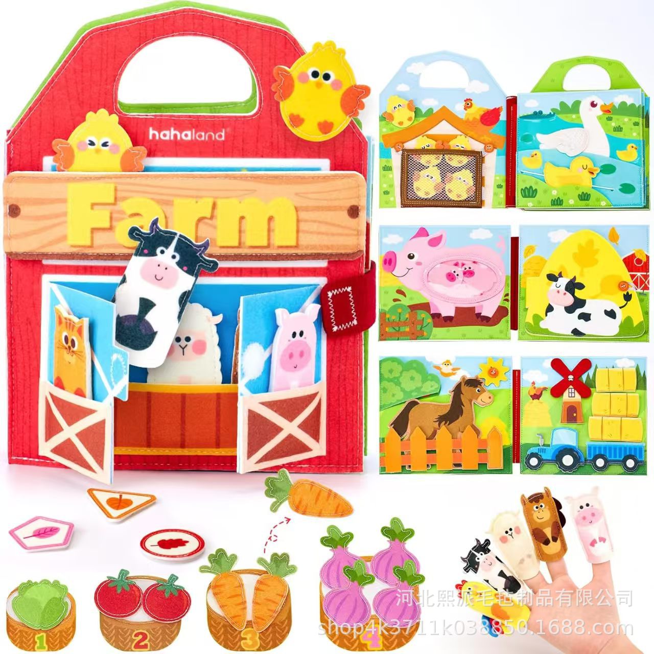 Baby puzzle busy board felt learning board early education diy suit farm animals early education learning busy board