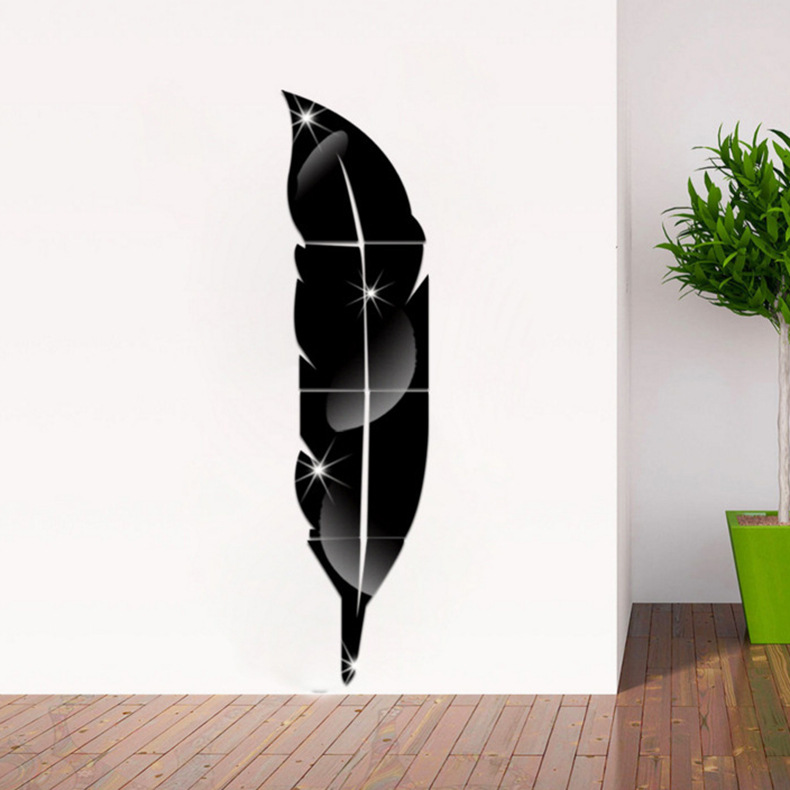 Picture of Feather Mirror Stickers Stereo Mirror Wall Stickers Acrylic Self-Adhesive Home Decoration Stickers Entrance Layout Stickers Xn011