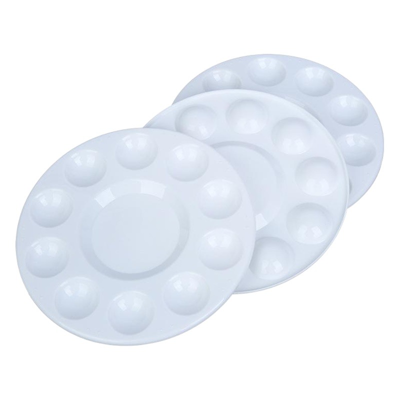 Round Paint Plate 17CM Round Plastic Palette Round 10 Hole Student Palette Amazon Cross Border