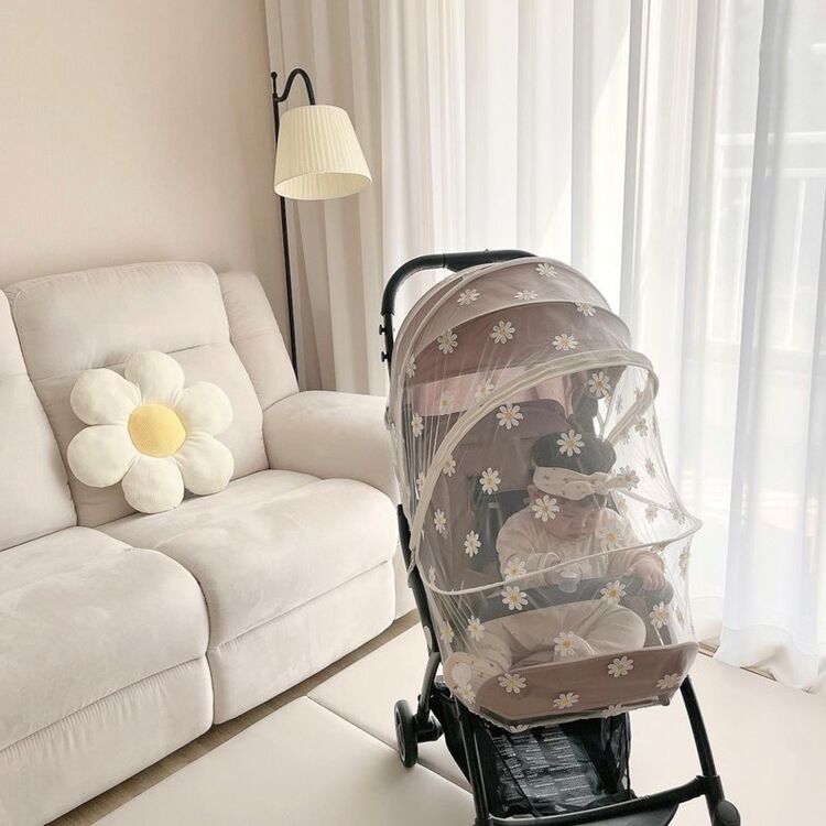 Picture of Wholesale ins stroller mosquito net Daisy embroidery full cover universal baby trolley summer mosquito cover breathable