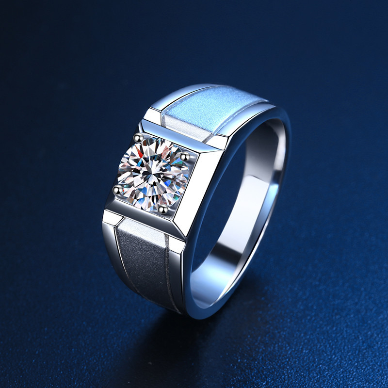 D color moissanite classic matte men's ring 1 karat closed sterling silver Pt950 domineering couple pair ring wedding ring men