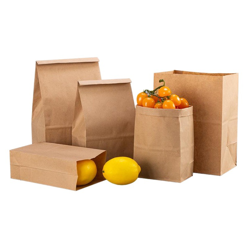 Disposable Kraft paper bag milk tea takeaway packing bag gift packaging bag baking bread hamburger food bag wholesale