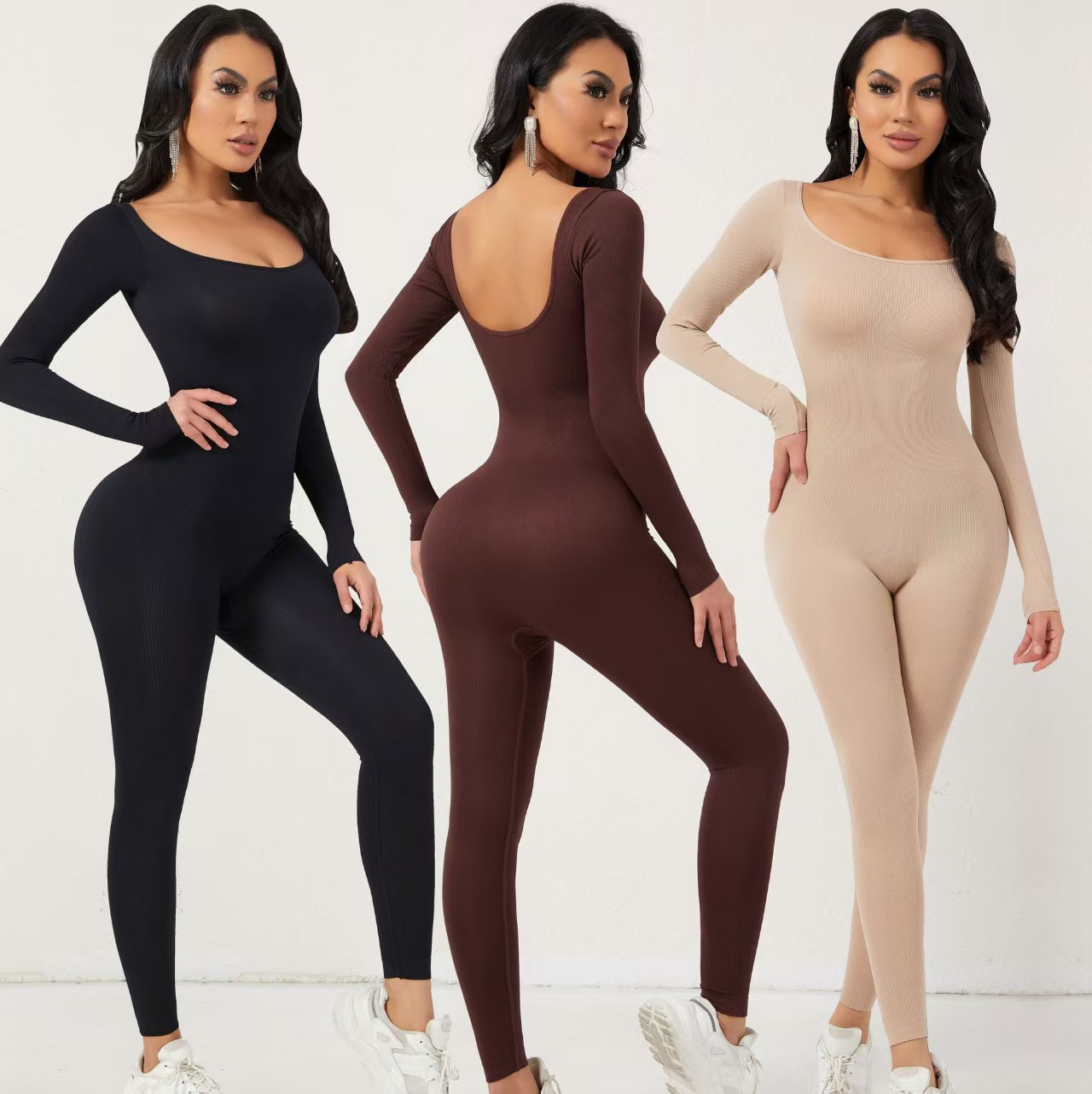 A002# Slimming Body Clothes Trousers Jumpsuit Women's Sports Fitness Stretch Hip Tight Jumpsuit