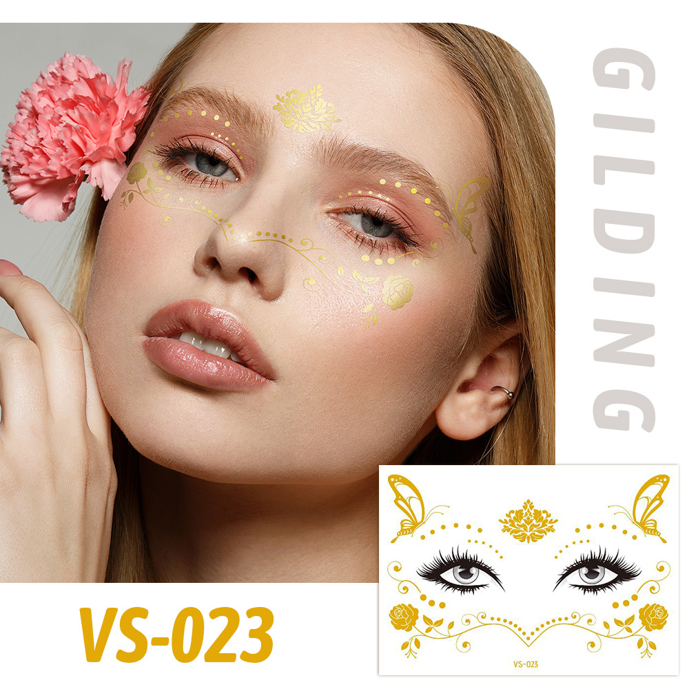Picture of Cross-border Supply Waterproof Bronzing Electric Syllable Tattoo Sticker European and American Carnival Party Face Sticker Masquerade Freckles