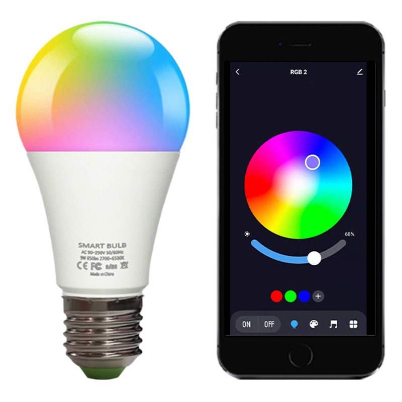 WiFi smart bulb Alexa voice control full color bulb light RGBCW dimming color A19
