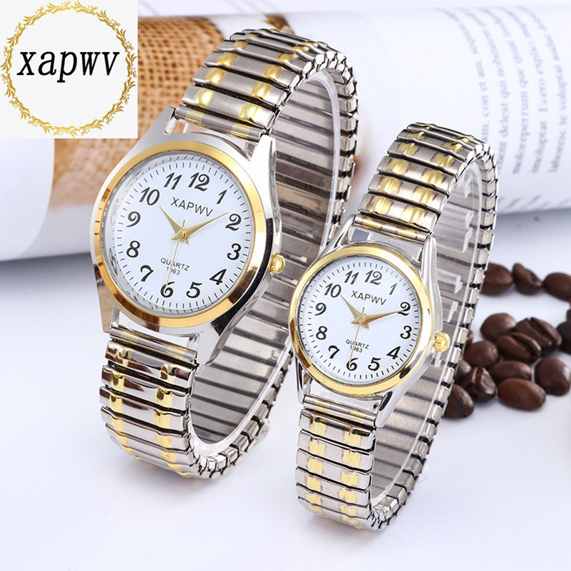 Picture of Middle-aged and elderly people's large dial pointer digital face men's watch women's elastic elastic band quartz couple fashion watch