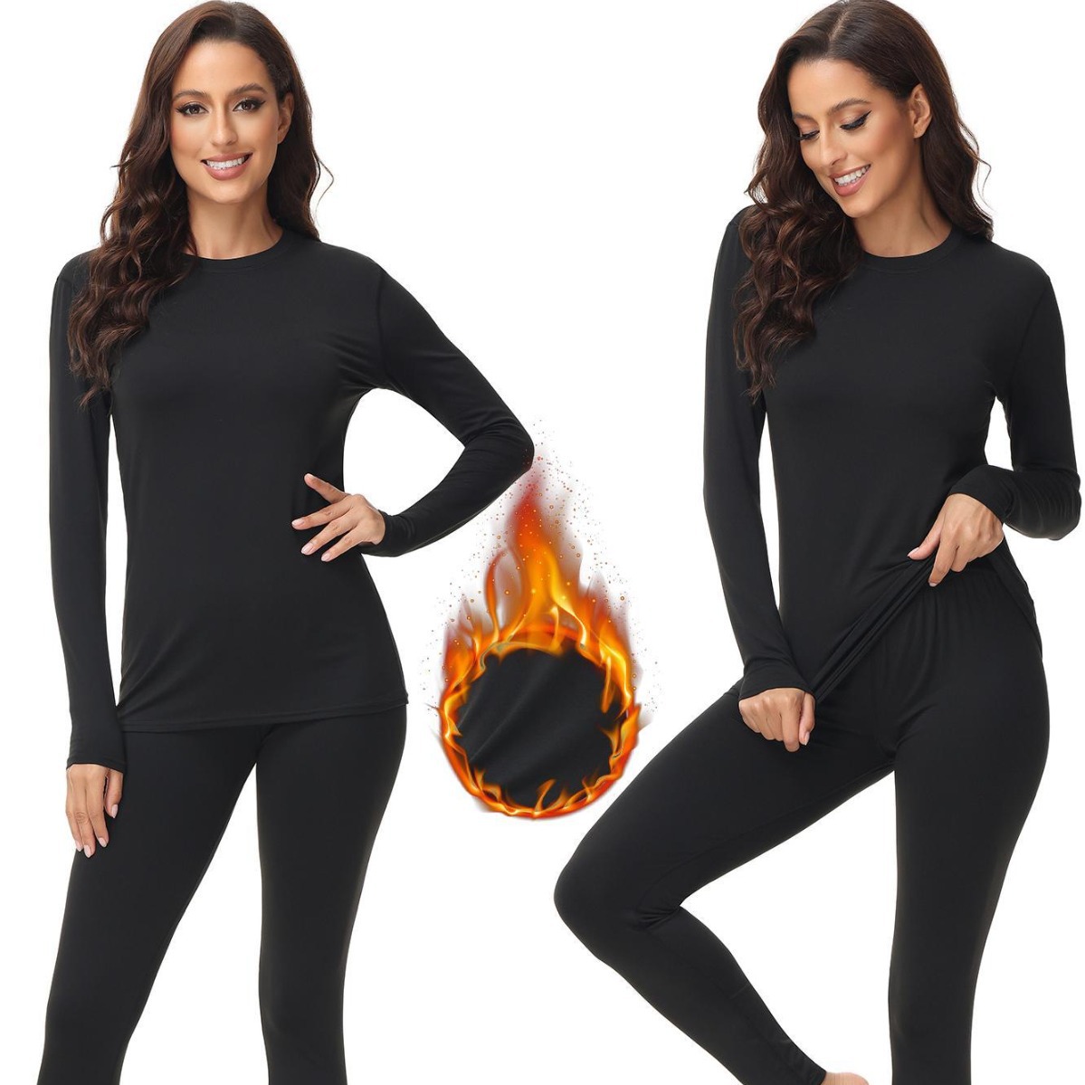 Cross-border Crewneck Women's Thermal Underwear Autumn Clothes Autumn Trousers Crewneck Thermal Underwear Autumn and Winter Thermal Underwear suit