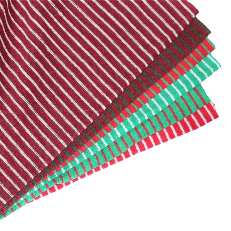 Fabric Wholesale Christmas Wool Fabric Striped Clothing Base Knitted Fabric Flannel Soft Craft Cloth