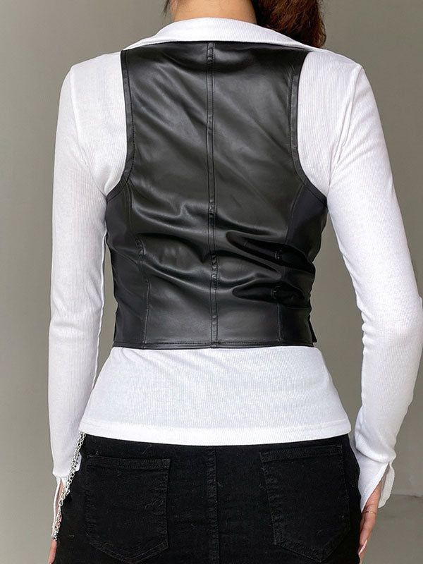 Picture of 2025 Amazon Wish Aliexpress European and American Foreign Trade Leather Clothing Fashion New Women's Leather Vest Top