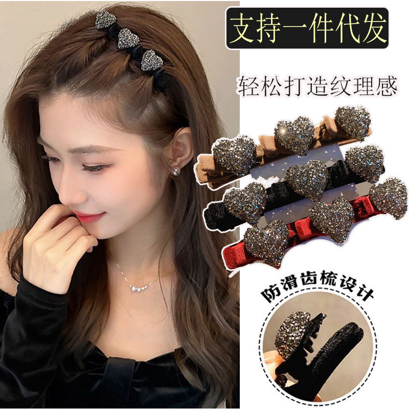 Picture of 4 suit lazy double-layer braided flocking hairpin female hair accessories side clip spring and summer simple bangs clip duckbill clip