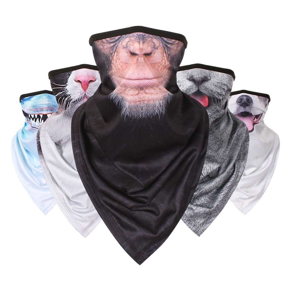 Ice silk pinhole triangle towel breathable sunscreen mask for men and women outdoor riding funny animal scarf fishing collar