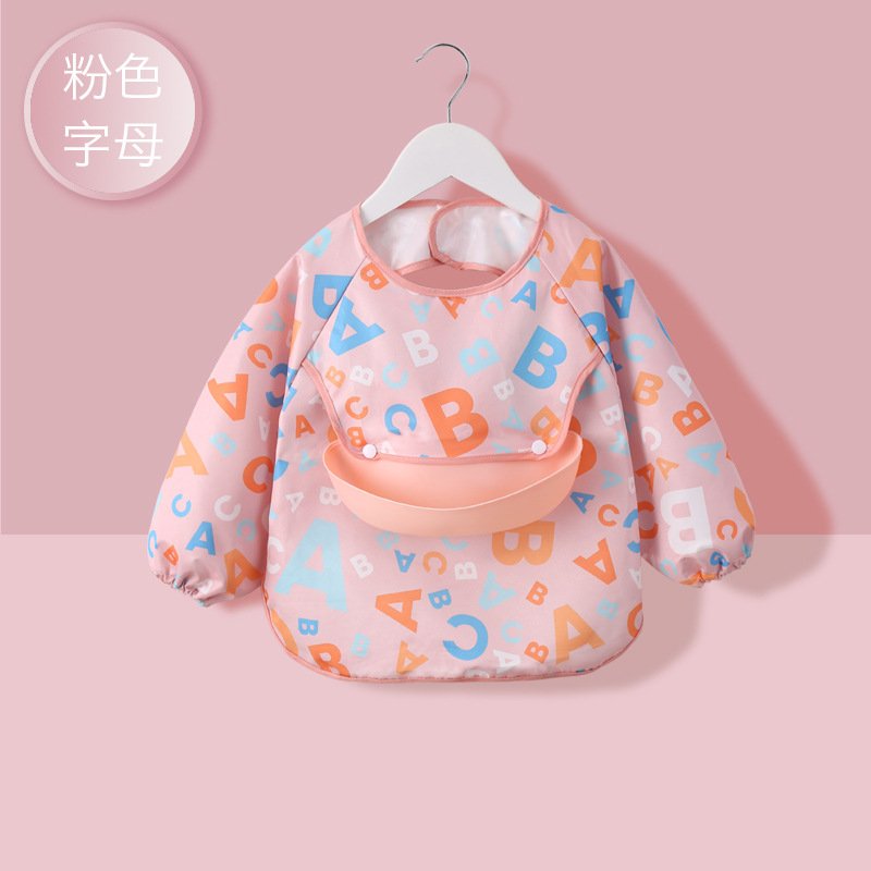 Picture of Children's Bib Set for Eating, Waterproof Dirty Smock, Baby Bellyband, Long-Sleeved Apron, Thin Autumn and Winter Baby Supplies