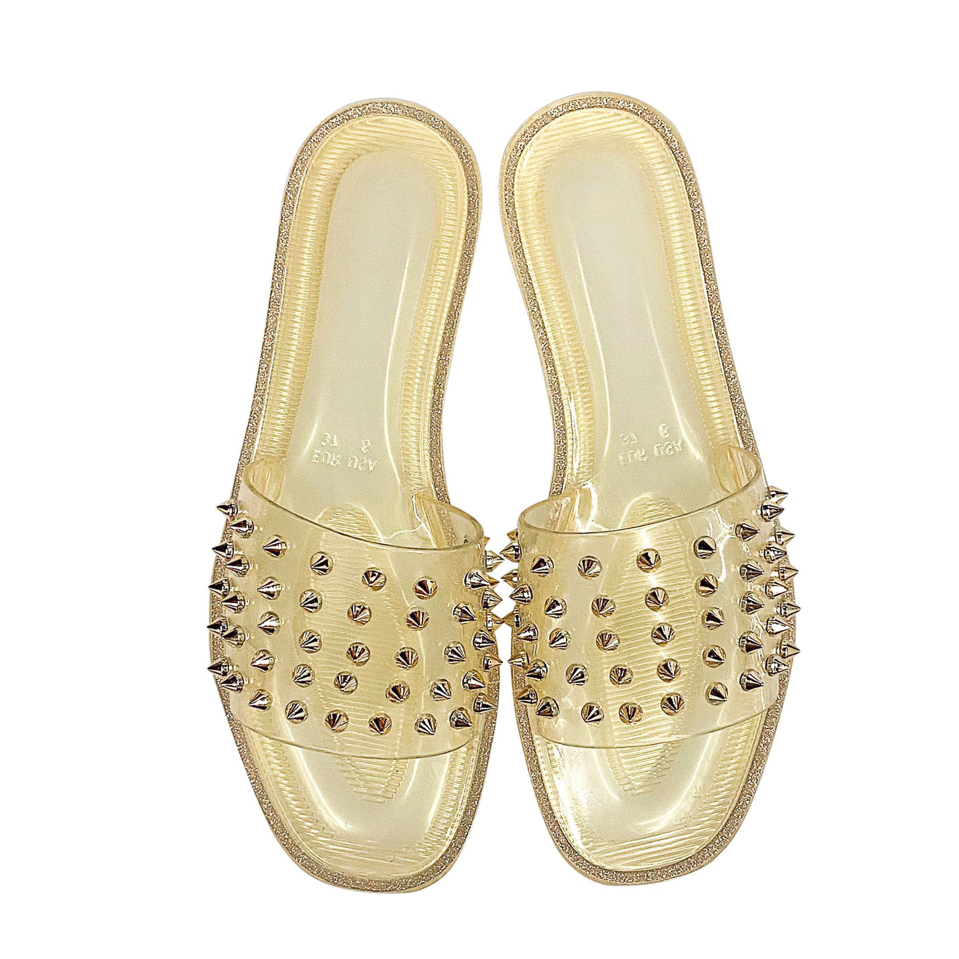 Summer New Rivet Design Fashionable Simple Slippers Women's Outer Wear Non-slip Women's Slippers