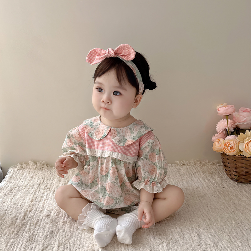 Baby Clothes Summer Thin Newborn Girls' Baby Jumpsuit Full Moon Hundred Days Pure Cotton Ha Clothes Summer Bag Fart Clothes