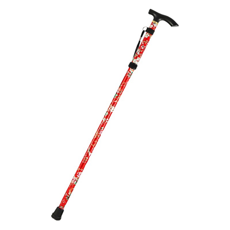 Cross-border elderly folding stick walking stick aluminum alloy telescopic stick printing five-section stick non-slip walking stick climbing stick wholesale
