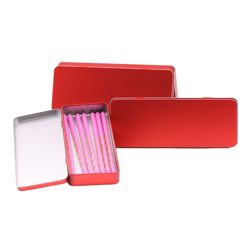 Picture of Rectangular Tinplate Box Pencil Eraser Storage Stationery Box Pen Conjoined Flip Cover Custom Tin Box