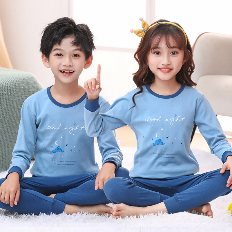 Picture of 2024 Autumn and Winter Children's Round Neck Pure Cotton Home Clothes Pajamas for Boys and Girls Cartoon Autumn Clothes and Autumn Pants Bottoming Underwear Set