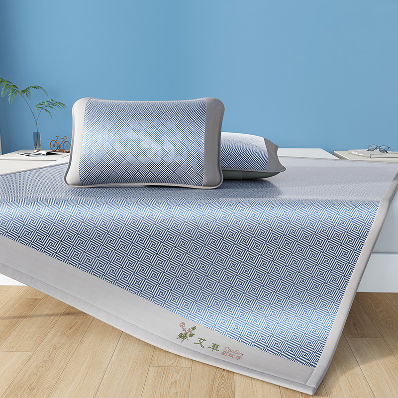 New wormwood ice silk mat three-piece set of summer cool air conditioning rattan mat shaking sound explosion manufacturers wholesale can be sent on behalf