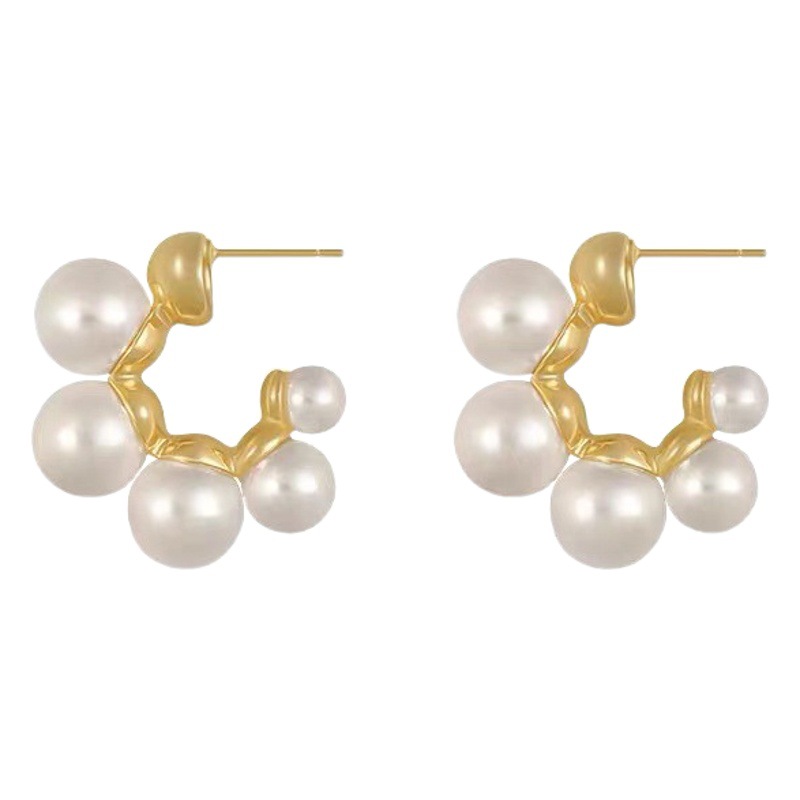 s925 Silver Needle Niche Design Pearl Earrings 2023 New Internet Celebrity Elegant Women's Earrings Simple Style Earrings