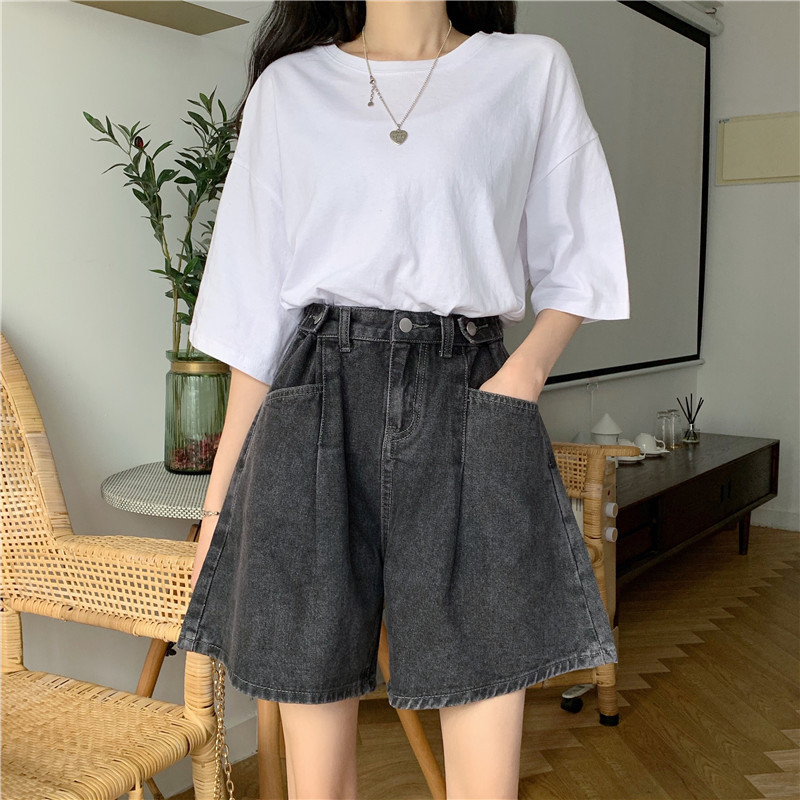 Summer Plus Size Trendy Loose Slimming Denim Shorts for Women 2025 New High-Waisted A-Line Wide-Leg Shorts