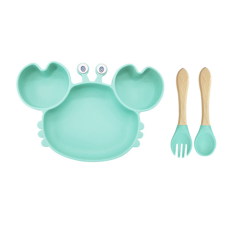 Picture of Baby silicone tableware crab plate suit food supplement bowl bib food grade tableware suit factory direct supply cross-border